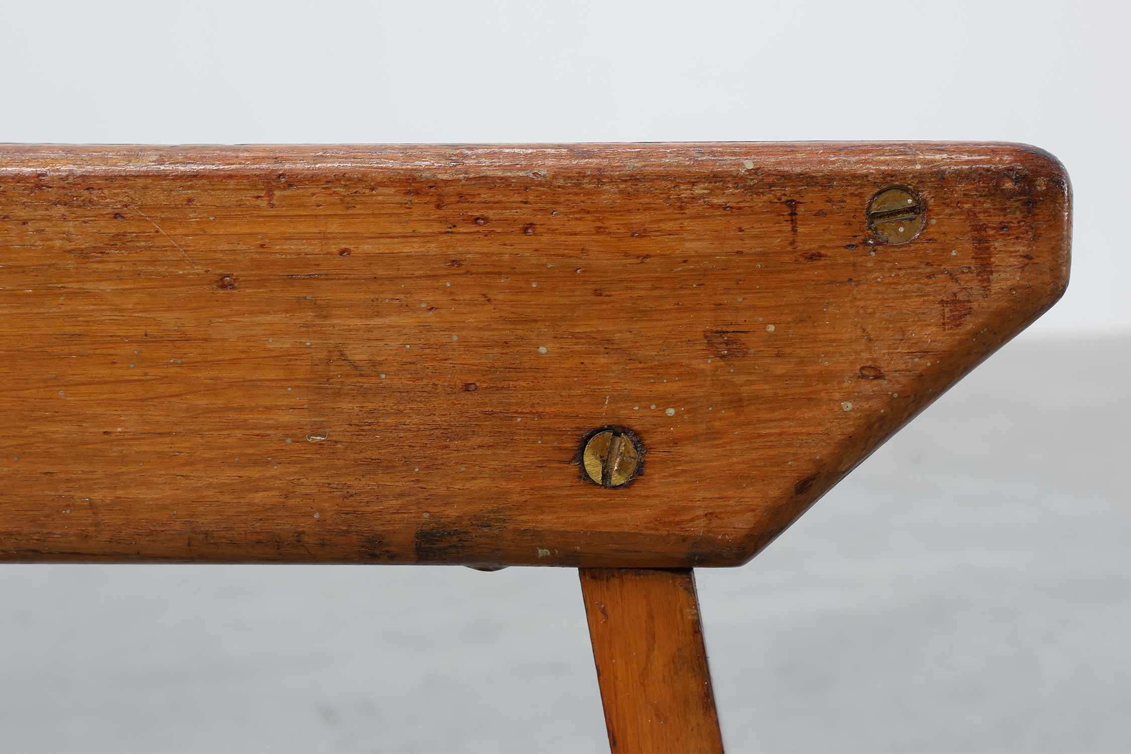 Rustic Pine Stool with Cut-Out Trestle Legs, Sweden, circa 1920thumbnail